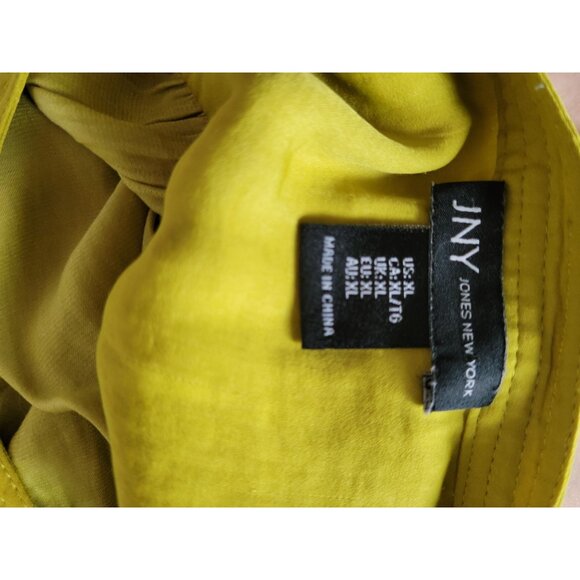 Jones New York Womens XL Lime Green Button-Front Blouse 100% Polyester Long Slee - Picture 3 of 7